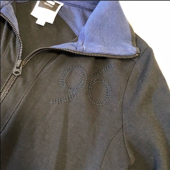 G- star raw women’s ‘96 zip jacket size medium blue & black full zip jersey knit - Picture 2 of 7